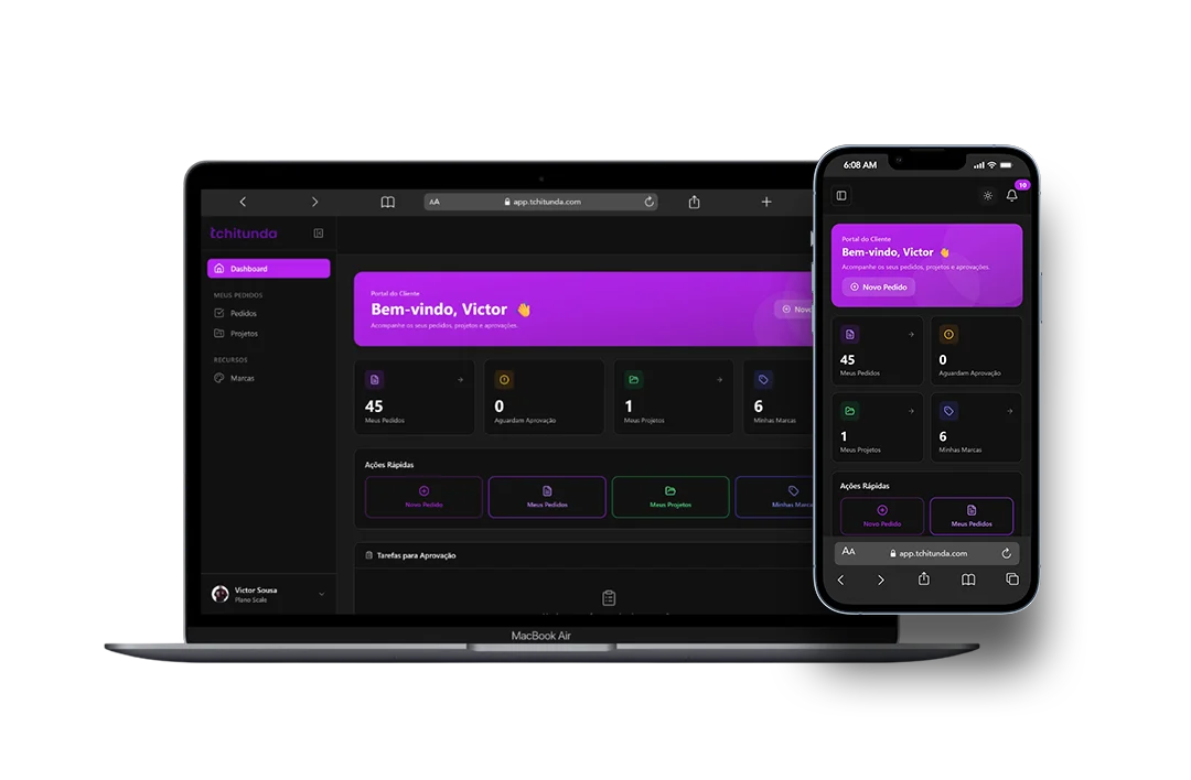 Tchitunda platform interface on a MacBook Air